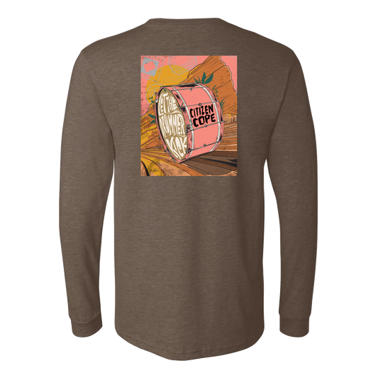 Let The Drummer Drum Longsleeve T-Shirt - Brown